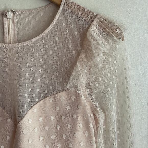 BCBGMAXAZRIA Pleated Tulle Mini Dress in Regal Champagne - Picture 5 of 16